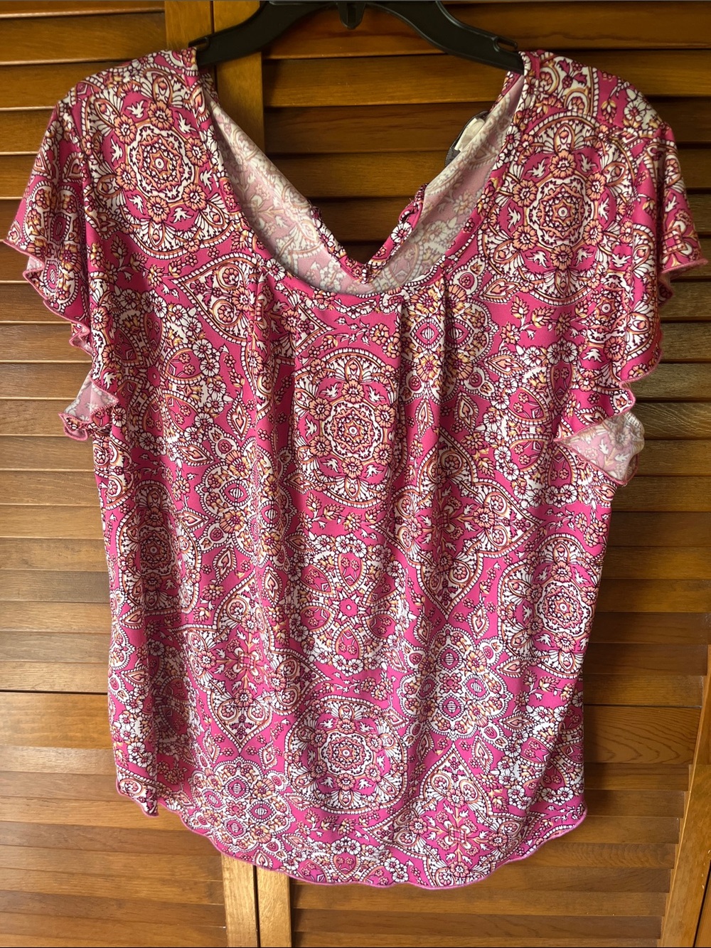 Women's Pink Paisley Short Sleeve Top NY Invasion Size 1X